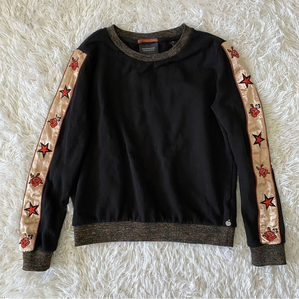 Scotch & Soda Black Crewneck Sweatshirt with Metallic Trim Size ❤️❤️